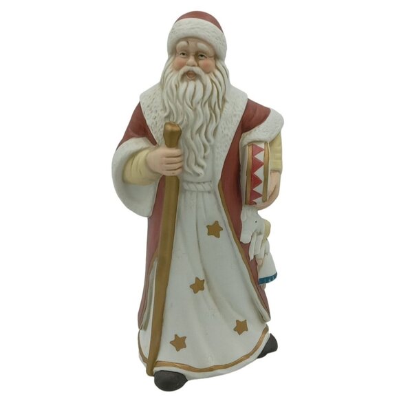 Vintage Ceramic Santa in Red Cloak Staff, Drum, Horse and Doll CRI Taiwan 1987 - Picture 1 of 7